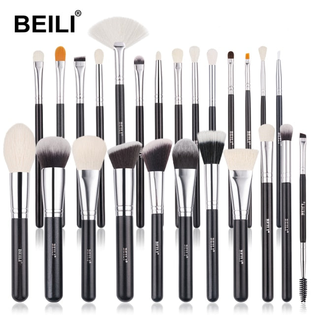 BEILI Goat Makeup Brush Set Eyeshadow Makeup Brushes Professional Foundation Blending Eyebrow Fan Blush  pinceaux de maquillage