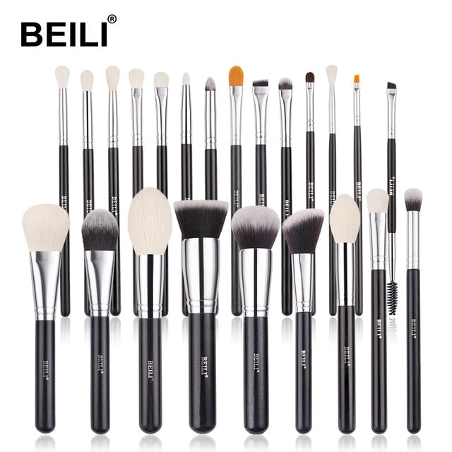 BEILI Goat Makeup Brush Set Eyeshadow Makeup Brushes Professional Foundation Blending Eyebrow Fan Blush  pinceaux de maquillage