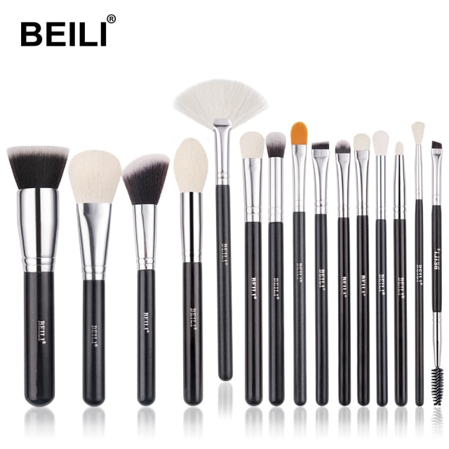 BEILI Goat Makeup Brush Set Eyeshadow Makeup Brushes Professional Foundation Blending Eyebrow Fan Blush  pinceaux de maquillage