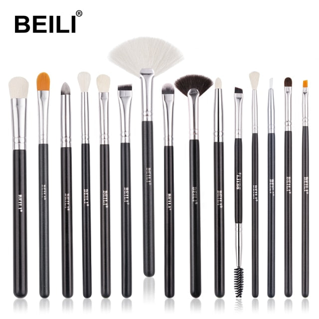 BEILI Goat Makeup Brush Set Eyeshadow Makeup Brushes Professional Foundation Blending Eyebrow Fan Blush  pinceaux de maquillage