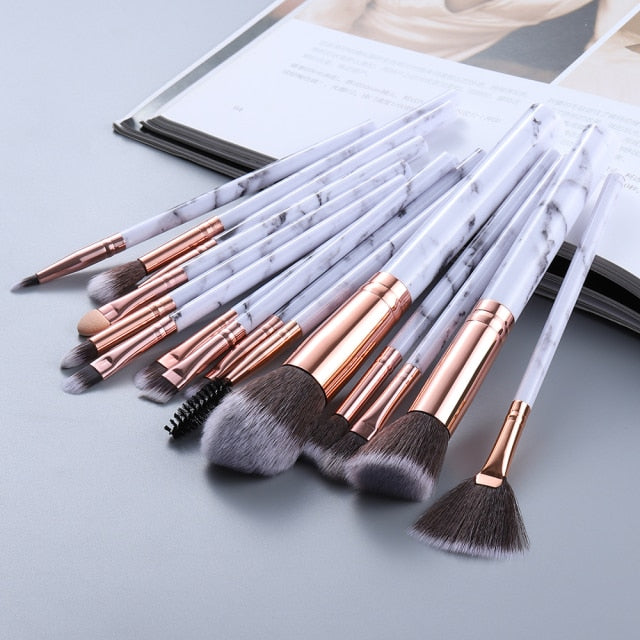 FLD 5/10/15Pcs Marble Makeup Brushes Set Cosmetic Tool Powder Eye Shadow Foundation Blush Blending Beauty Pinceaux De Maquillage