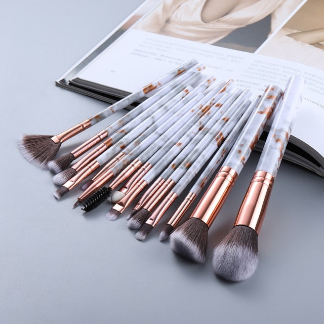 FLD 5/10/15Pcs Marble Makeup Brushes Set Cosmetic Tool Powder Eye Shadow Foundation Blush Blending Beauty Pinceaux De Maquillage