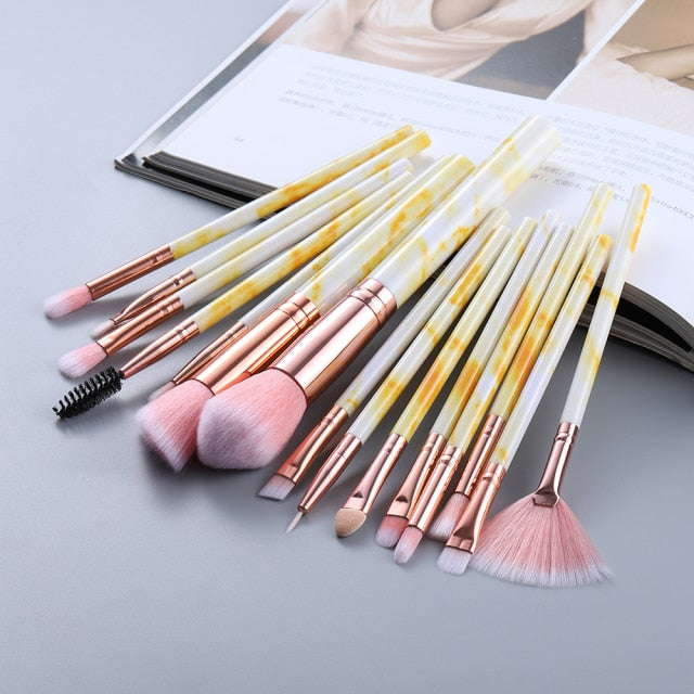 FLD 5/10/15Pcs Marble Makeup Brushes Set Cosmetic Tool Powder Eye Shadow Foundation Blush Blending Beauty Pinceaux De Maquillage