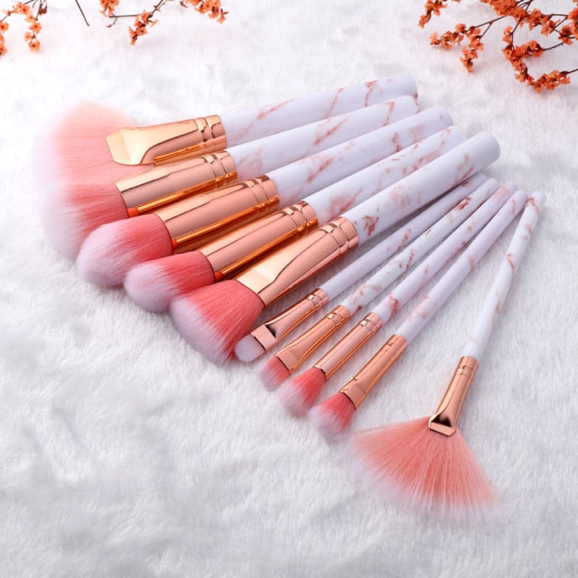 FLD 5/10/15Pcs Marble Makeup Brushes Set Cosmetic Tool Powder Eye Shadow Foundation Blush Blending Beauty Pinceaux De Maquillage