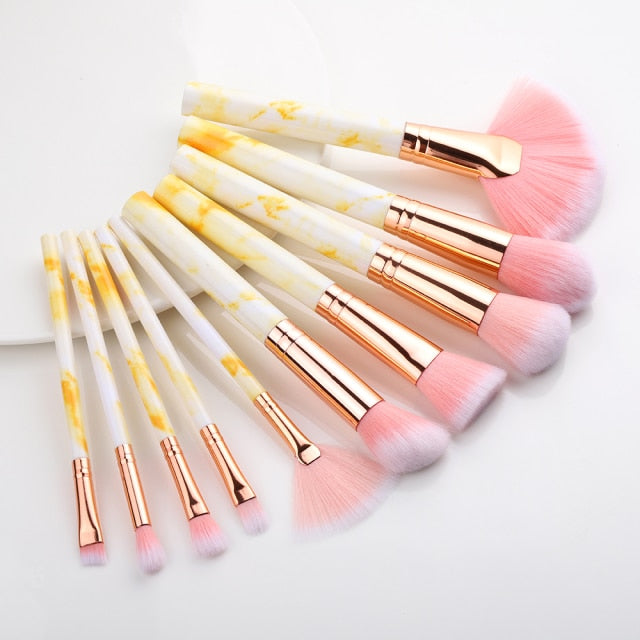 FLD 5/10/15Pcs Marble Makeup Brushes Set Cosmetic Tool Powder Eye Shadow Foundation Blush Blending Beauty Pinceaux De Maquillage