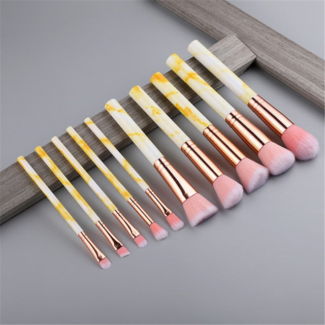 FLD 5/10/15Pcs Marble Makeup Brushes Set Cosmetic Tool Powder Eye Shadow Foundation Blush Blending Beauty Pinceaux De Maquillage