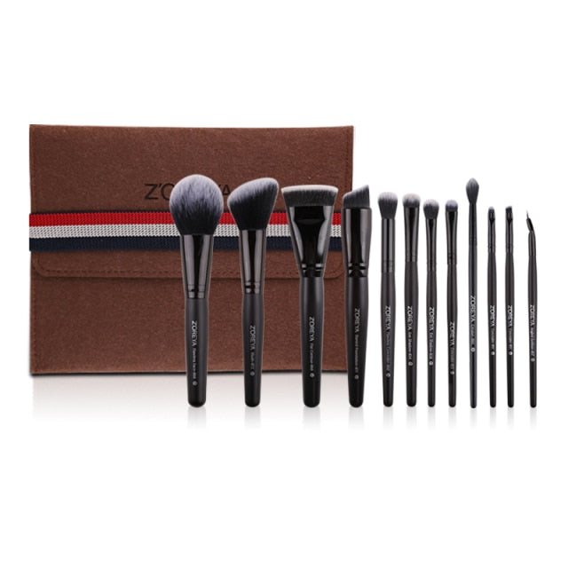 ZOREYA Luxury Black Pro Makeup Brushes Set Face Cosmetic Foundation Powder Blusher Eyeshadow Make Up Brush Tool maquillage femme