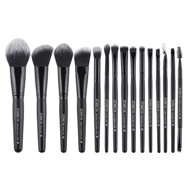 ZOREYA Luxury Black Pro Makeup Brushes Set Face Cosmetic Foundation Powder Blusher Eyeshadow Make Up Brush Tool maquillage femme