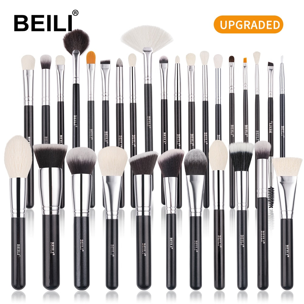 BEILI Goat Makeup Brush Set Eyeshadow Makeup Brushes Professional Foundation Blending Eyebrow Fan Blush  pinceaux de maquillage