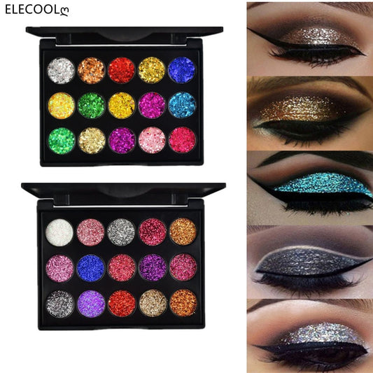 ELECOOL 15 Color Glitter Eye Shadow Pallete Pigment Professional Eye Makeup Palette Long-lasting Eyeshadow Palette Maquillage