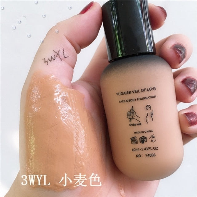 40ml Face Foundation Cream Mineral full cover cream Liquid Concealer Base Make Up Professional Skin Tone Dark Black Corrector